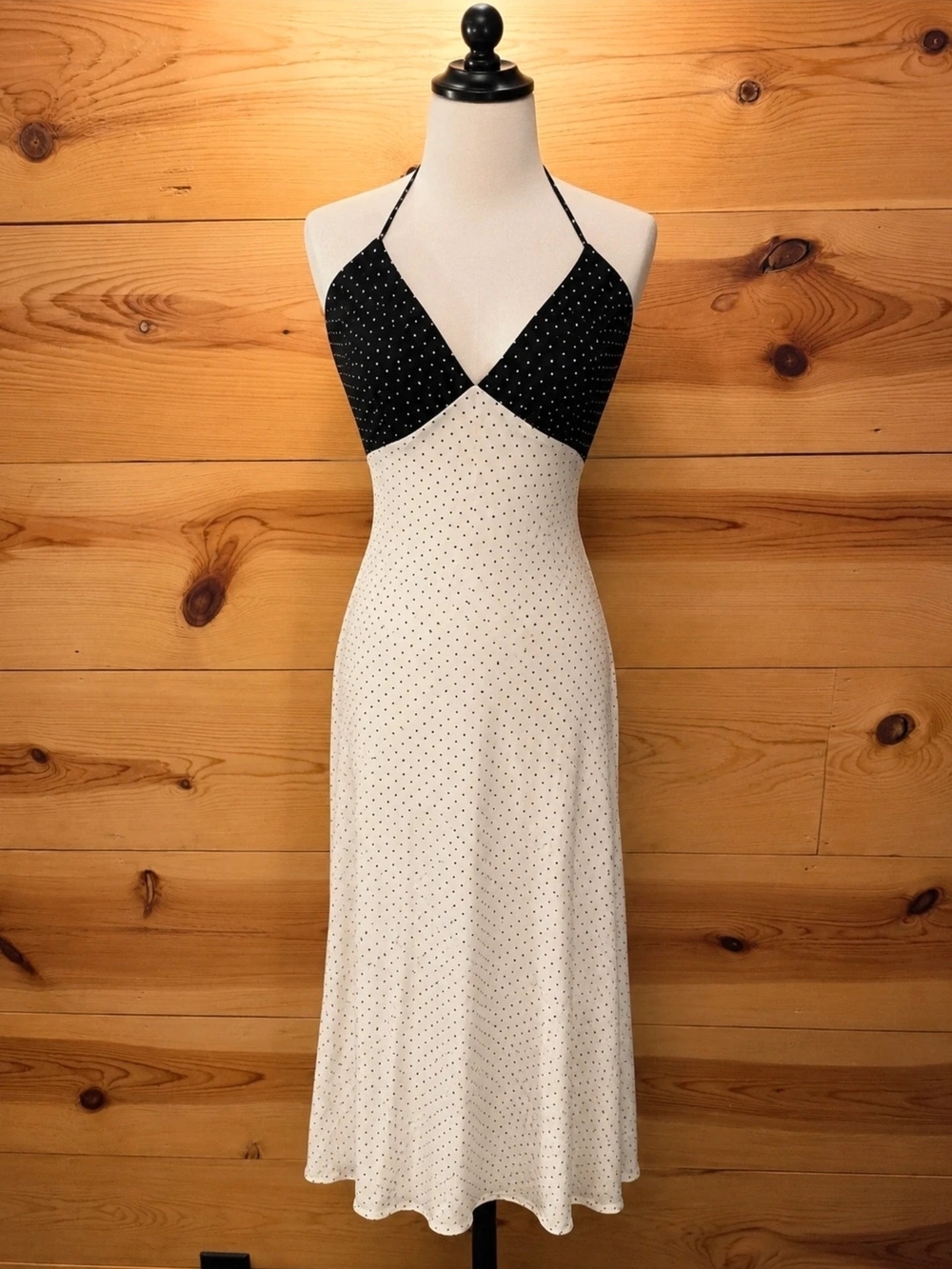 wild fable Black & White Polka Dot Strapless Halter Dress